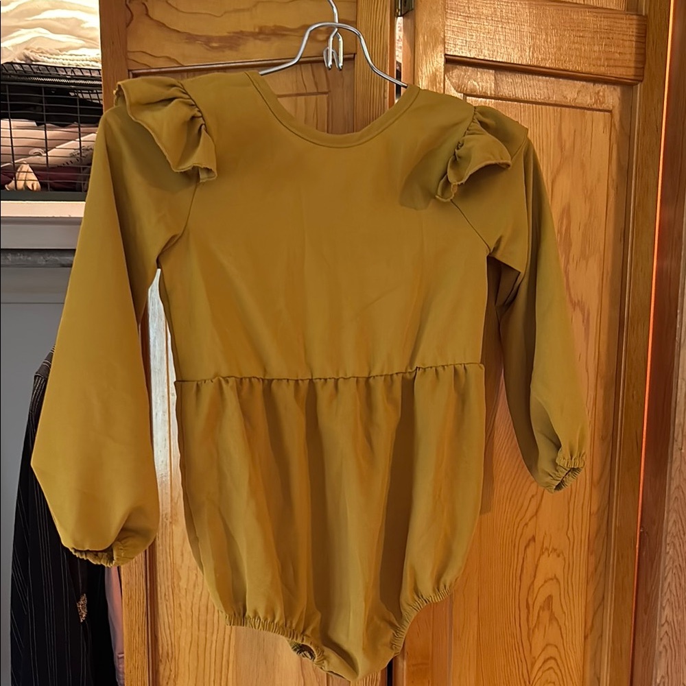 Mustard Long Sleeve Ruffle Romper